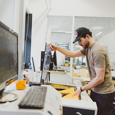 Student working in the Architecture workshop