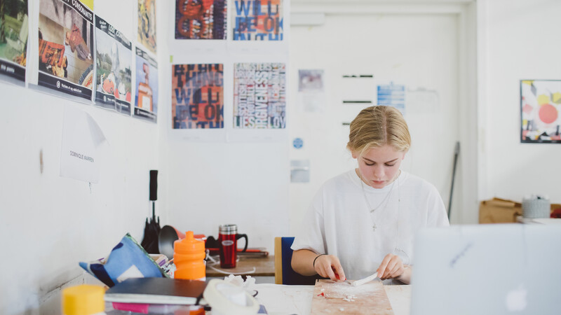 Student working on a project