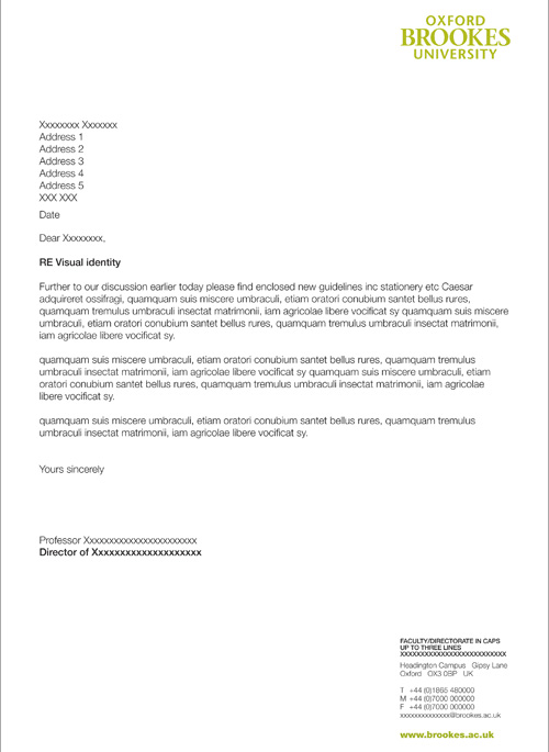 Over-printed letterhead
