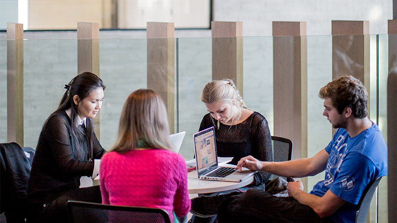 Group of English Language and Study Skills, Pre-Master's Diploma students studying on campus at Oxford Brookes University