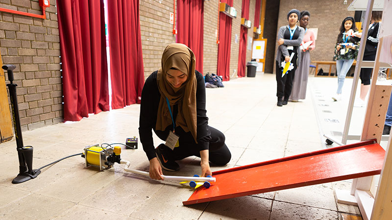 student in a subject workshop