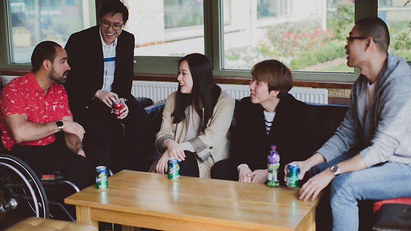 Students talking in a group