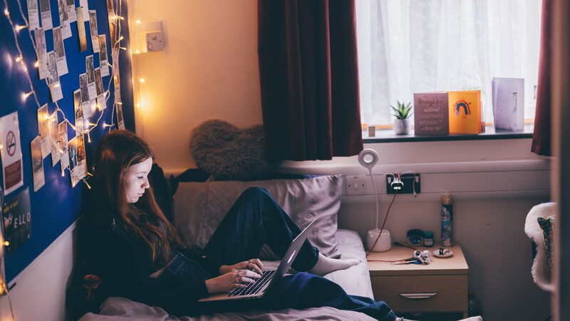 Student in her bedroom