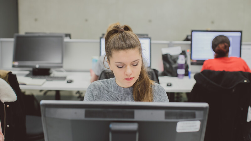 student on computer