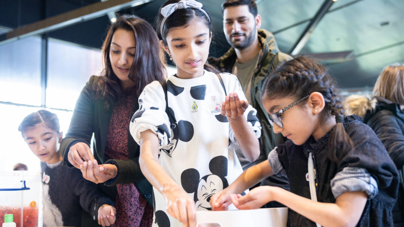 A family trying out the exosome challenge. 