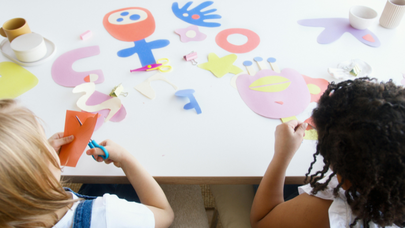 Children creating art.