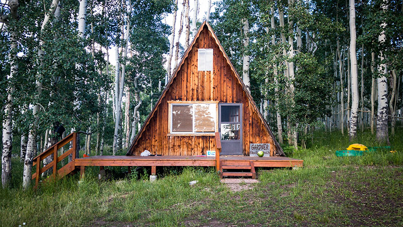 Log cabin in the woods