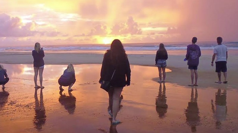 Students on a beach
