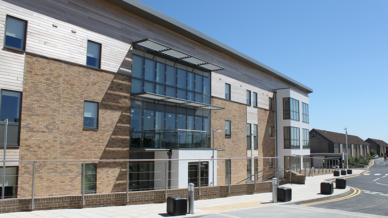 Outside a hall of residence