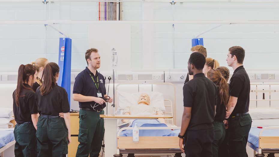 Nursing students in a hospital ward